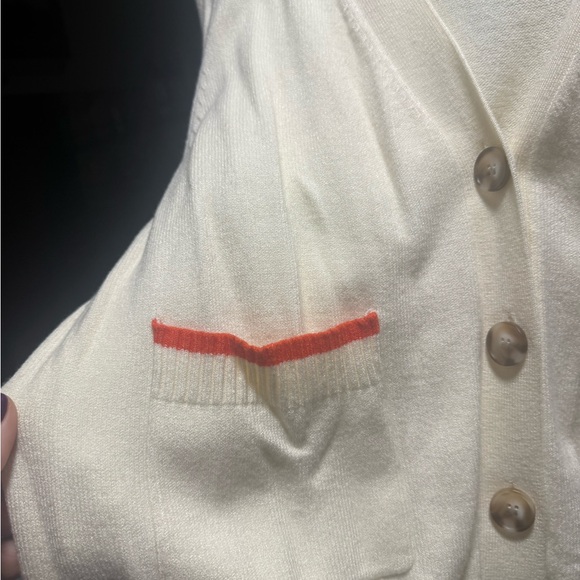 Cream Cardigan with Orange Accents - Picture 5 of 8